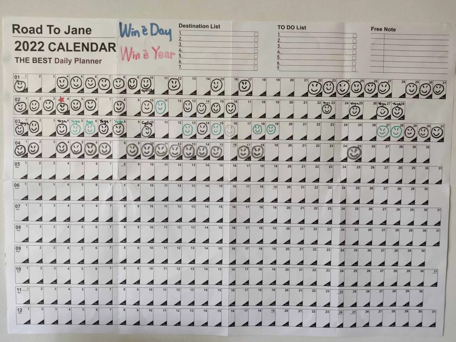 my morning routine 2022 calendar exercise tracker